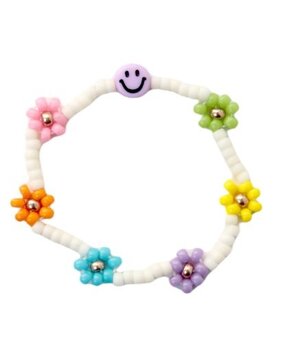 Love Issue Armband daisy smiley multi kleuren Love Issue Armband daisy smiley multi kleuren