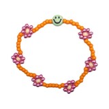 Love Issue Armband daisy smiley groen / oranje / shiny roze