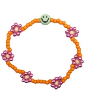 Love Issue Armband daisy smiley groen / oranje / shiny roze Love Issue Armband daisy smiley groen / oranje / shiny roze