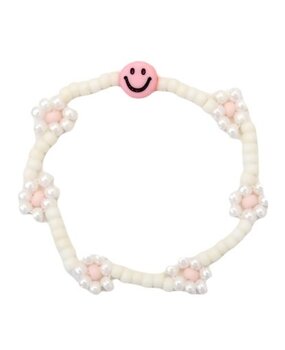 Love Issue Armband daisy smiley wit / roze Love Issue Armband daisy smiley wit / roze