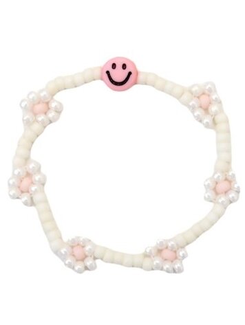 Love Issue Armband daisy smiley pink / ivory