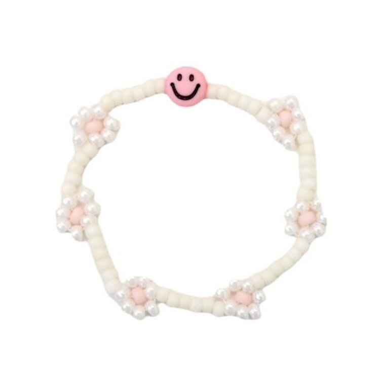 Love Issue Armband daisy smiley pink / ivory