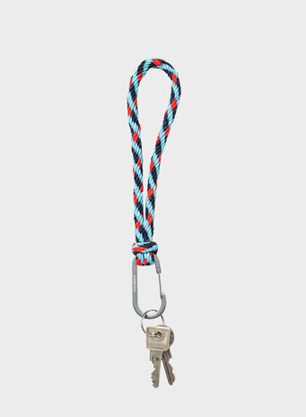 Susan Bijl The New Kumihimo Keychain Key Blue & Red Alert Susan Bijl The New Kumihimo Keychain Key Blue & Red Alert