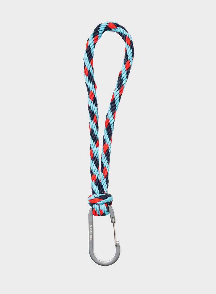 Susan Bijl The New Kumihimo Keychain Key Blue & Red Alert Susan Bijl The New Kumihimo Keychain Key Blue & Red Alert