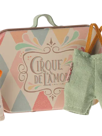 Maileg Clown clothes in suitcase, Little brother mouse