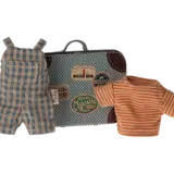 Maileg Overalls and shirt in suitcase, Big brother mouse