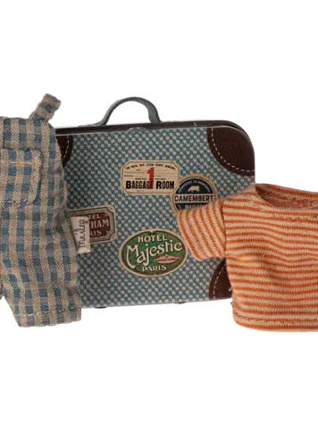Maileg Overalls and shirt in suitcase, Big brother mouse