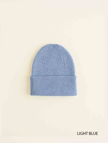 Hvid Babymuts beanie Fonzie NEWBORN Light Blue