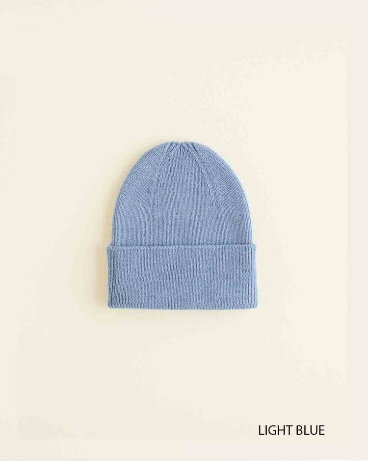 Hvid babymuts beanie Fonzie NEWBORN Light Blue
