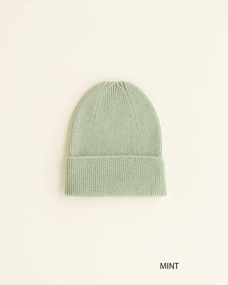 Hvid babymuts beanie Fonzie NEWBORN Mint