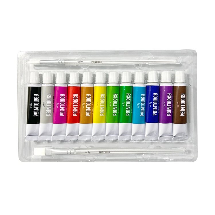 Ooly Ooly - Paintology Acrylic Paints + 2 Brushes - Classic Colors