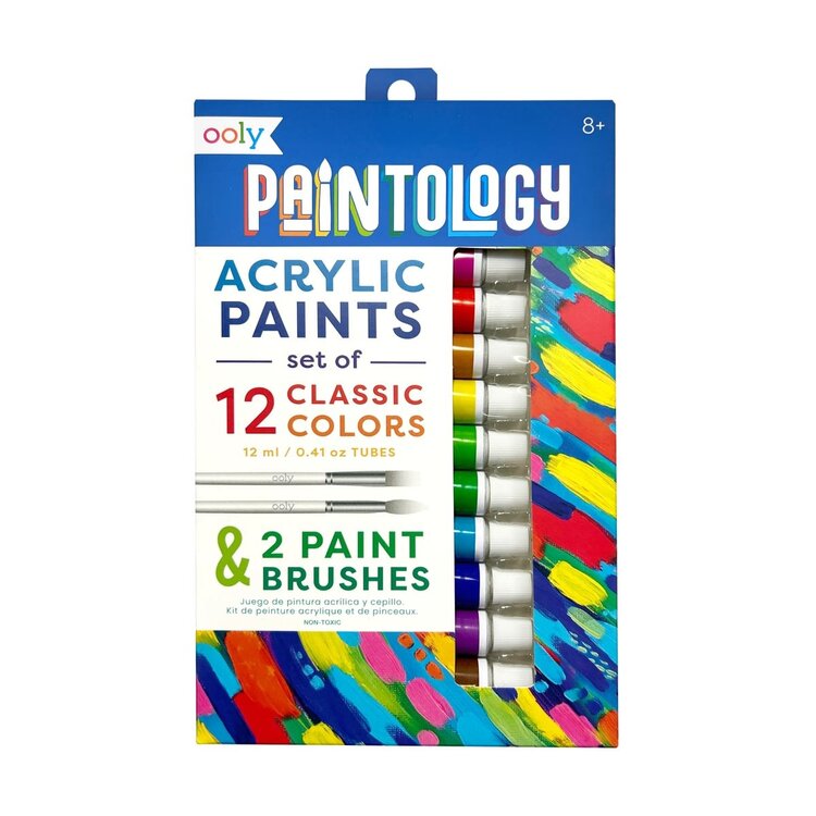 Ooly Ooly - Paintology Acrylic Paints + 2 Brushes - Classic Colors