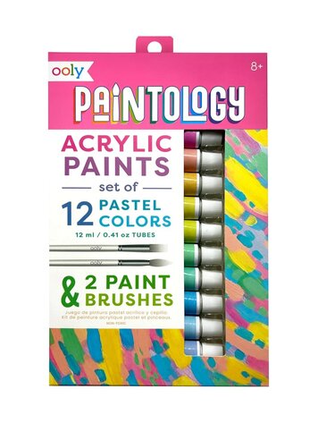 Ooly Ooly - Paintology Acrylic Paints + 2 Brushes - Pastel Colors