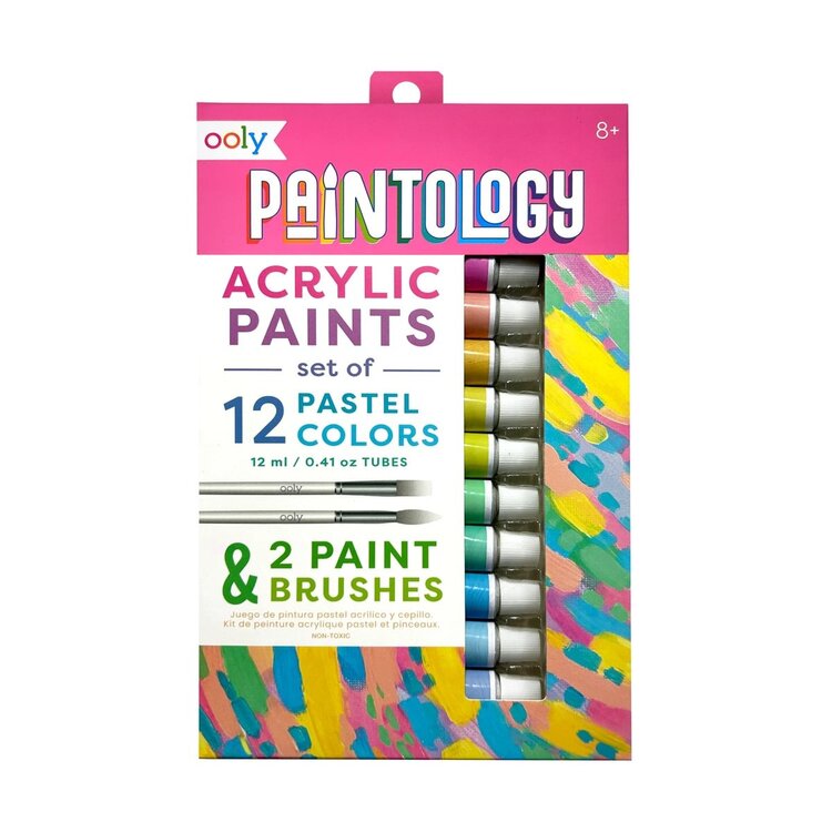 Ooly Ooly - Paintology Acrylic Paints + 2 Brushes - Pastel Colors