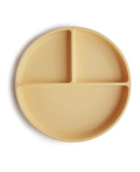 Mushie Siliconen vakjesbord met zuignap - pale daffodil Mushie Siliconen vakjesbord met zuignap - pale daffodil