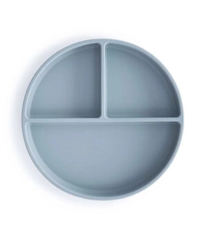 Mushie Siliconen vakjesbord met zuignap - powder blue Mushie Siliconen vakjesbord met zuignap - powder blue