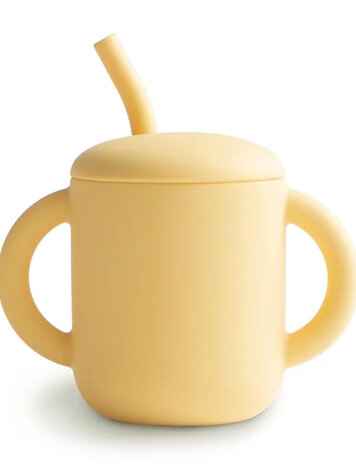 Mushie Training cup + straw - pale daffodil