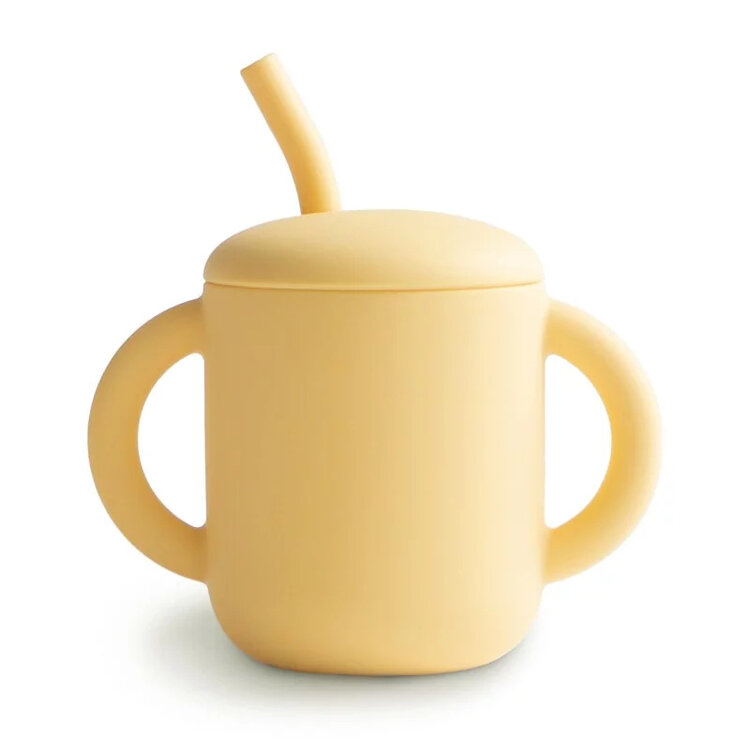 Mushie Training cup + straw - pale daffodil