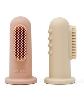 Mushie Babytandenborstel 2 stuks - blush / shifting sand