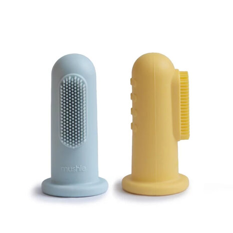 Mushie Babytandenborstel 2 stuks - powder blue / pale daffodil Mushie Babytandenborstel 2 stuks - powder blue / pale daffodil