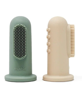 Mushie Babytandenborstel 2 stuks - cambridge blue / shifting sand