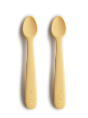 Mushie Siliconen baby lepels - pale daffodil