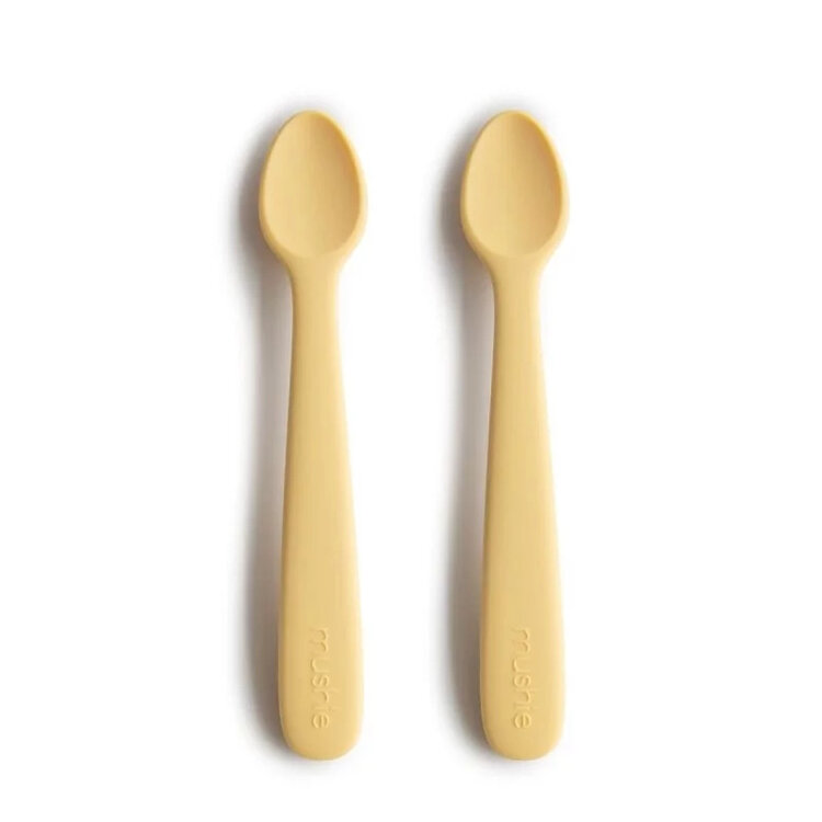 Mushie Siliconen baby lepels - pale daffodil