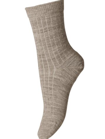 MP Denmark 10 718 489 Wool rib socks light brown melange