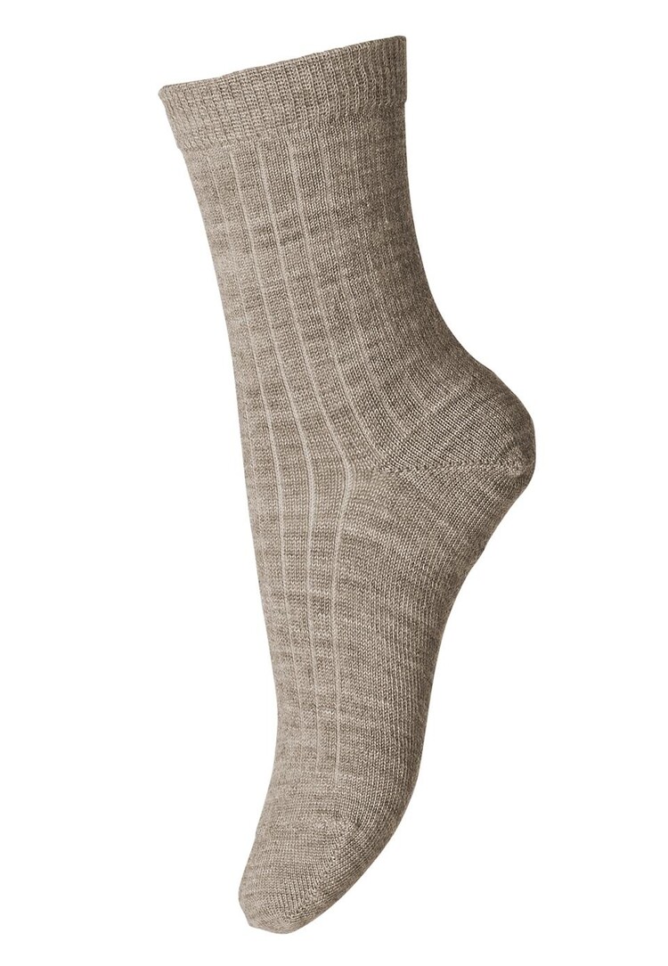 MP Denmark 10 718 489 Wool rib socks light brown melange