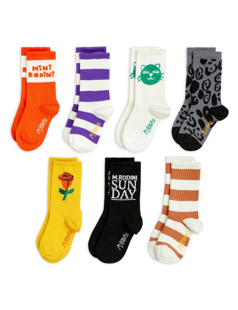 Mini Rodini Cats 7 pack socks - multi