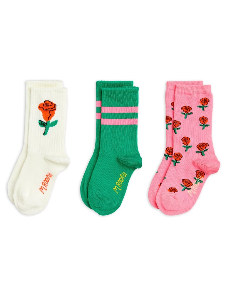 Mini Rodini Roses 3 pack socks - multi Mini Rodini Roses 3 pack socks - multi