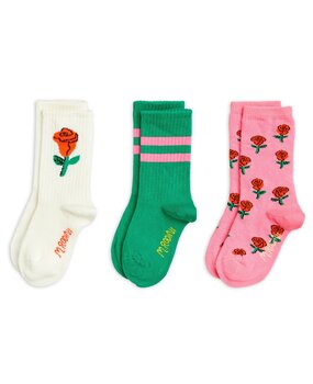 Mini Rodini Roses 3 pack socks - multi