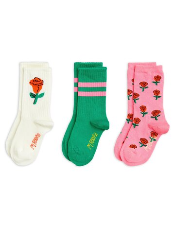 Mini Rodini Roses 3 pack socks - multi Mini Rodini Roses 3 pack socks - multi