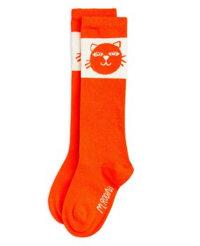 Mini Rodini Cats knee high socks - red