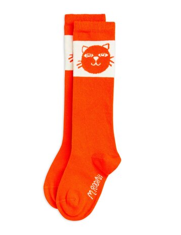 Mini Rodini Cats knee high socks - red