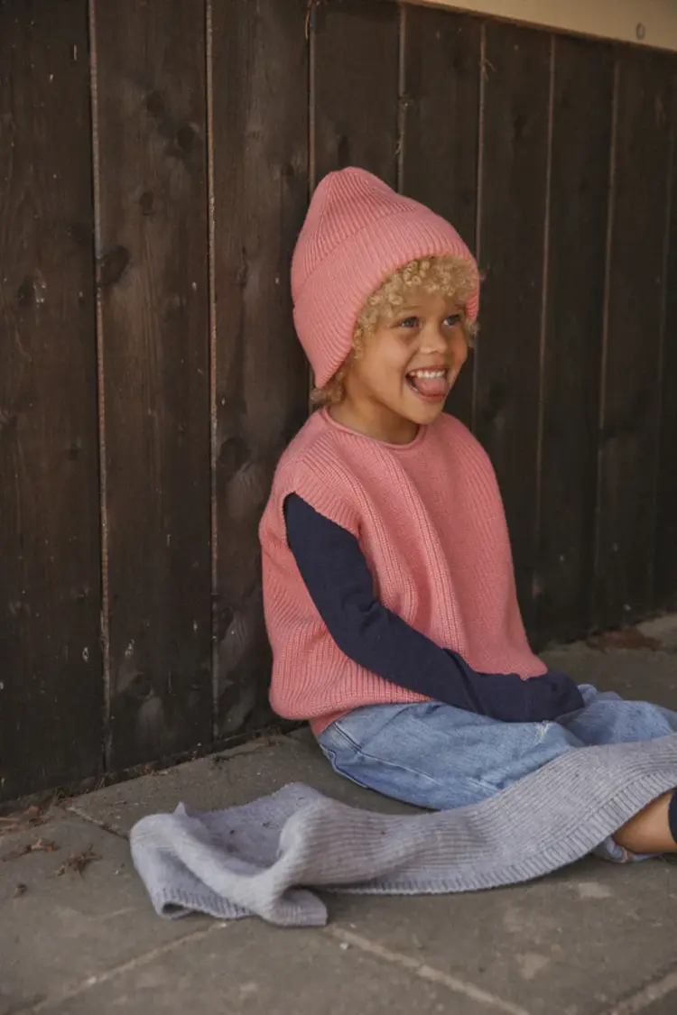 Hvid Beanie Fonzie KIDS - Bubblegum - muts