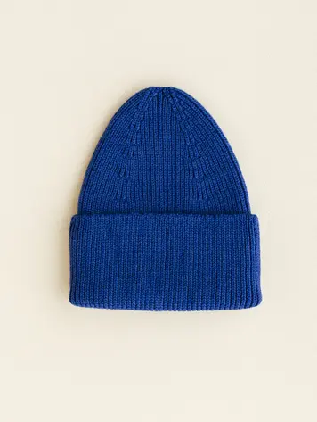 Hvid Beanie Fonzie KIDS - Cobalt Blue