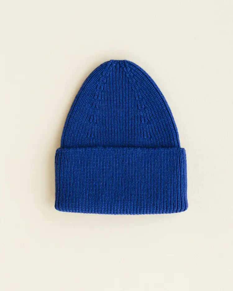 Hvid Beanie Fonzie KIDS - Cobalt Blue - muts
