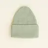 Hvid beanie merinowol mintgroen