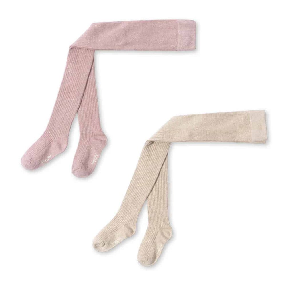 Konges Slojd 2 PACK RIB GLITTER TIGHTS rose / off white Konges Slojd 2 PACK RIB GLITTER TIGHTS rose / off white