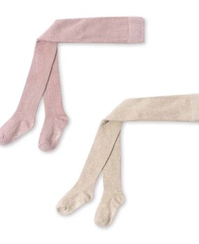 Konges Slojd 2 PACK RIB GLITTER TIGHTS rose / off white Konges Slojd 2 PACK RIB GLITTER TIGHTS rose / off white