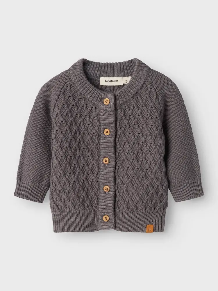 Lil Atelier 13238696 NBMTOBIE LS KNIT CARD LIL pewter Lil Atelier 13238696 NBMTOBIE LS KNIT CARD LIL pewter