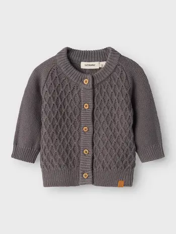 Lil Atelier 13238696 NBMTOBIE LS KNIT CARD LIL pewter Lil Atelier 13238696 NBMTOBIE LS KNIT CARD LIL pewter