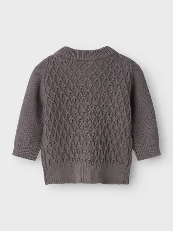 Lil Atelier 13238696 NBMTOBIE LS KNIT CARD LIL pewter Lil Atelier 13238696 NBMTOBIE LS KNIT CARD LIL pewter