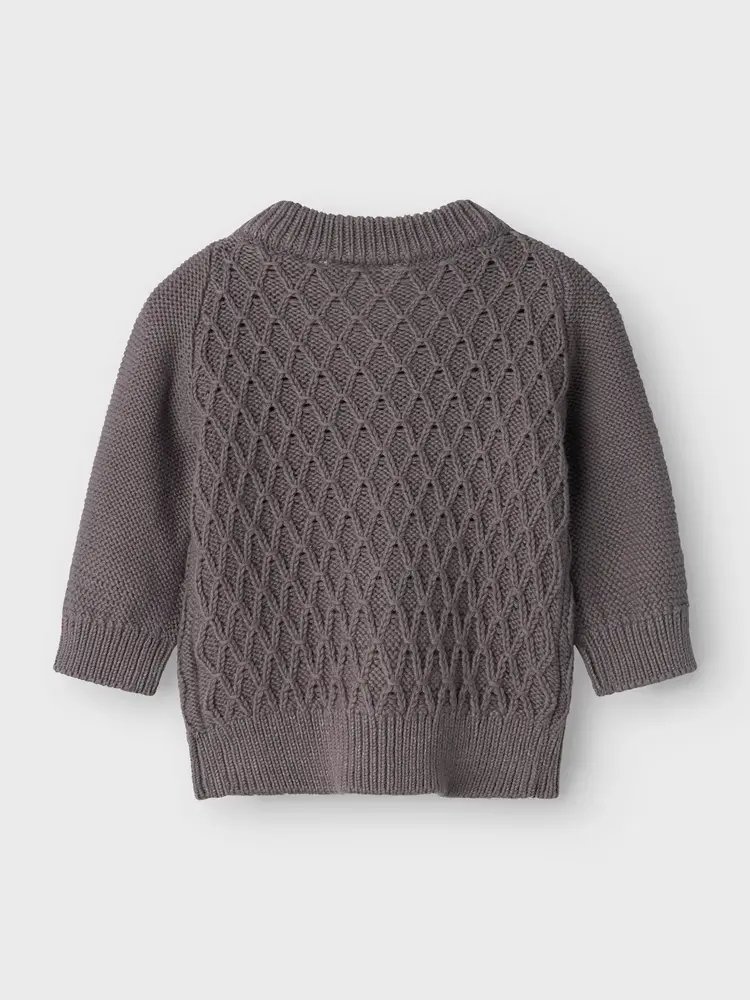 Lil Atelier 13238696 NBMTOBIE LS KNIT CARD LIL pewter
