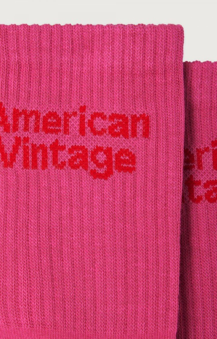 American Vintage roze sokken met rood logo