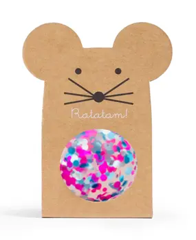 Ratatam Blauw roze glitter mouse bouncy ball - stuiterbal