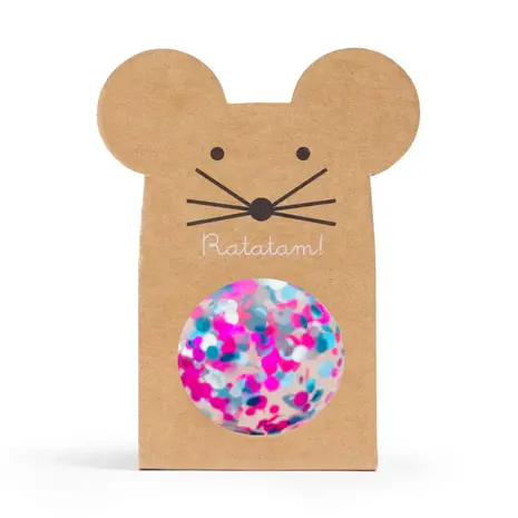 Ratatam Blauw roze glitter mouse bouncy ball - stuiterbal Ratatam Blauw roze glitter mouse bouncy ball - stuiterbal