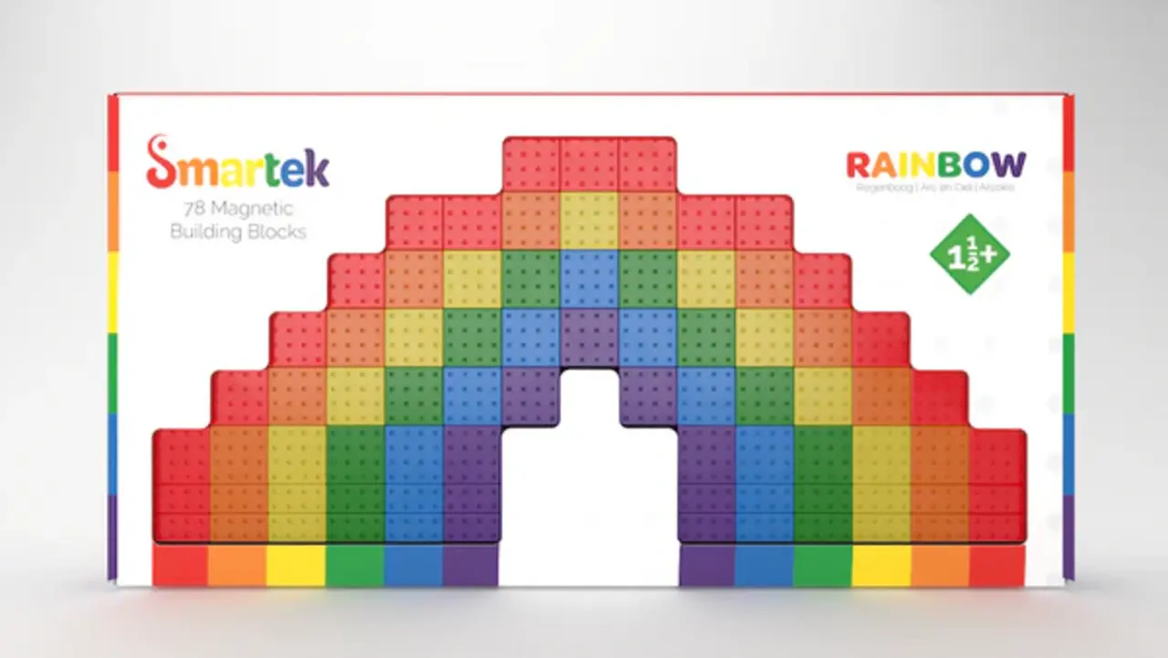 Smartek Magnetische bouwblokken regenboog - 78 stuks Smartek Magnetische bouwblokken regenboog - 78 stuks