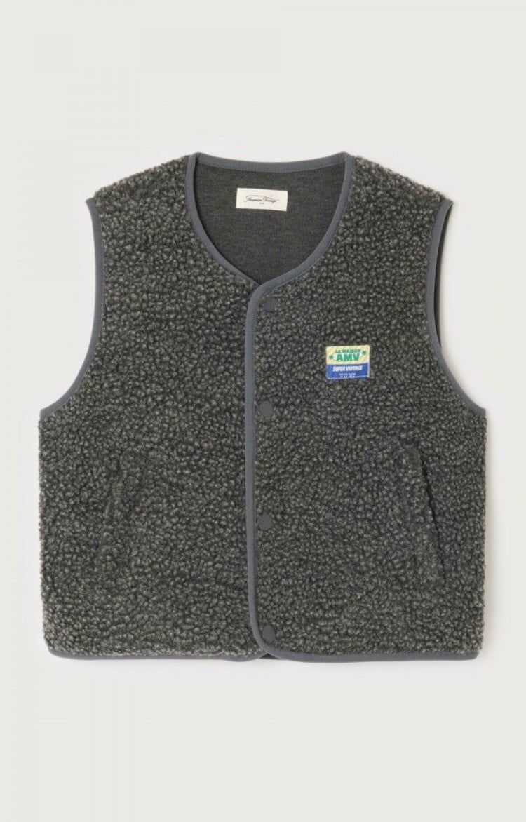American Vintage teddy bodywarmer donkergrijs